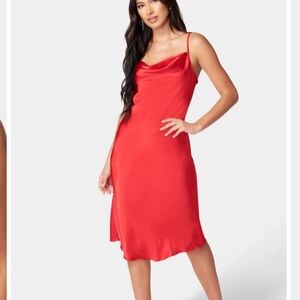 Bebe Red Satin Midi